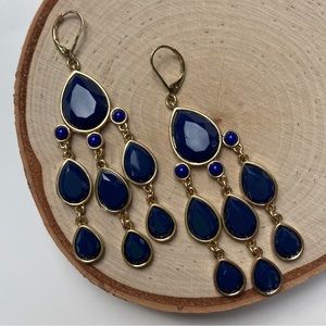Blue & gold chandelier earrings